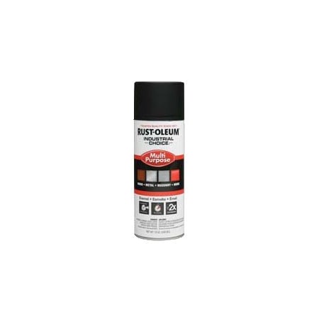 Rust-Oleum Spray Paint, 1600, Industrial, 12 oz, Aerosol, Black Flat 1676830